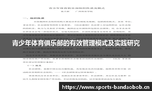青少年体育俱乐部的有效管理模式及实践研究